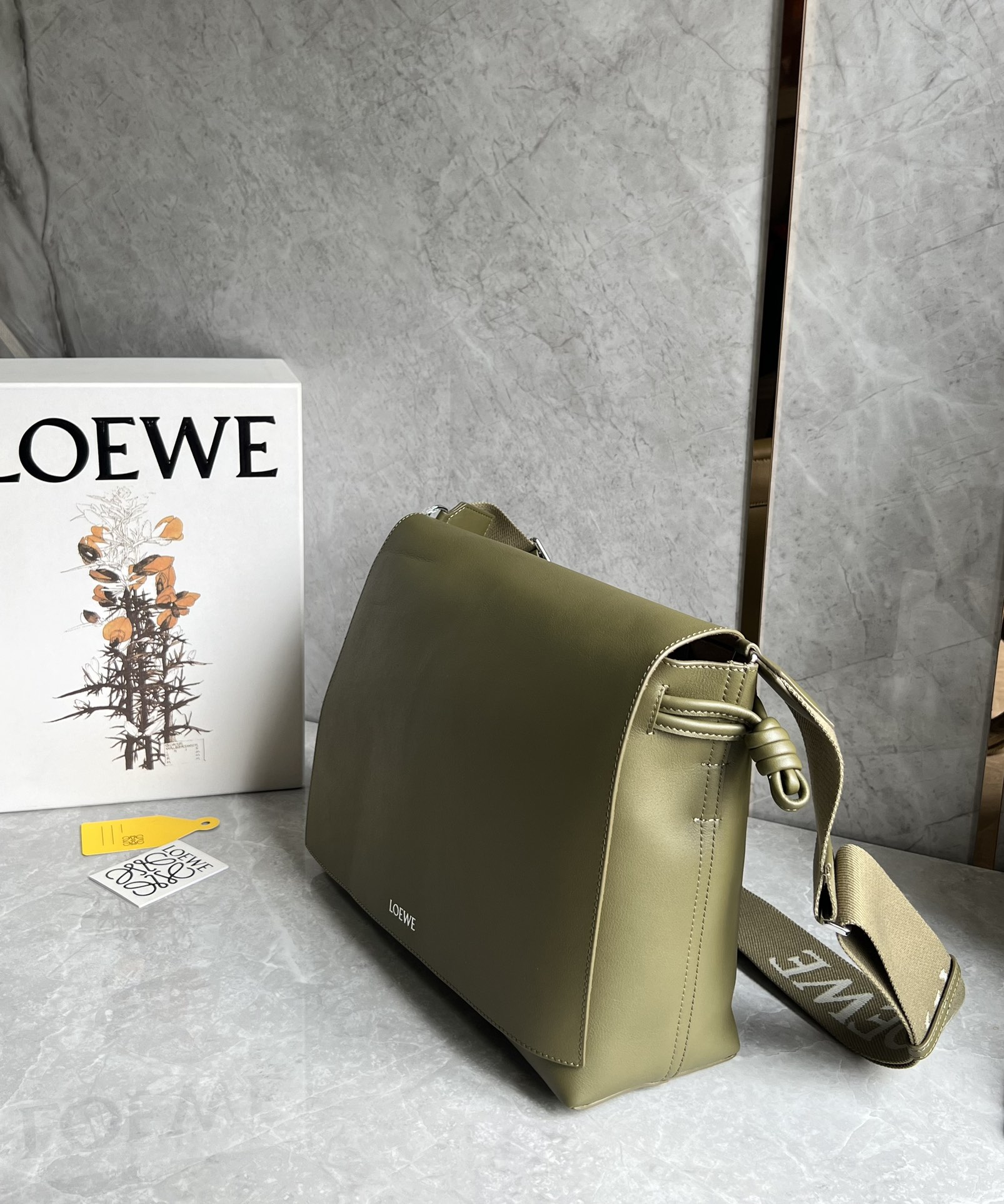 Loewe Flamenco Satchel in Shiny Supple Calfskin Green